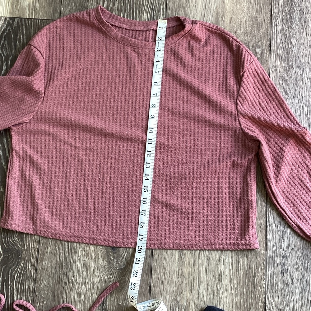 SHEIN Ribbed Mauve Pajama Set - Picture 4 of 6